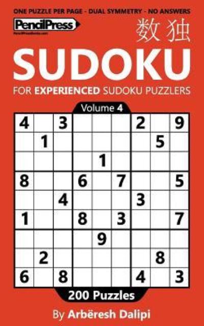 Cover for Arbëresh Dalipi · Sudoku Book for Experienced Puzzlers (Paperback Book) (2016)