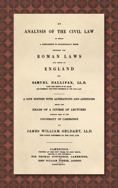 Cover for Samuel Hallifax · An analysis of the civil law (N/A) (2022)