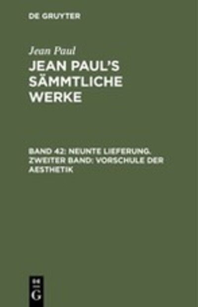 Cover for Jean Paul · Neunte Lieferung (Book) (1901)