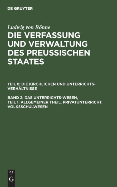 Cover for Ludwig von Rnne · Unterrichts-Wesen, Teil 1 (N/A) (1901)