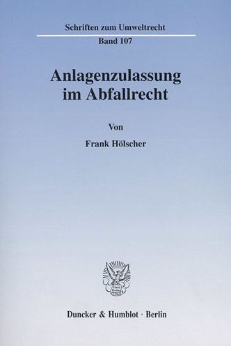 Cover for Hölscher · Anlagenzulassung im Abfallrech (Book) (2001)