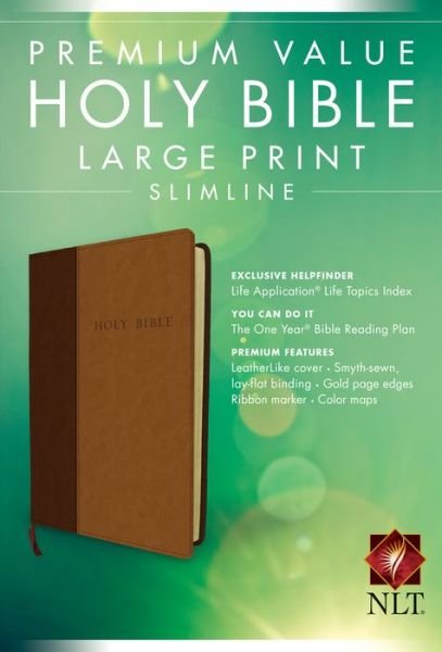 Cover for Tyndale House Publishers · NLT Premium Value Large Print Slimline Bible, Brown / Tan (Leather Book) [Large type / large print edition] [Tan/Brown Imitation] (2012)