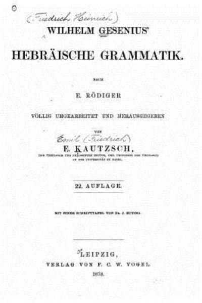Cover for Wilhelm Gesenius · Wilhelm Gesenius' Hebraische Grammatik (Paperback Book) (2016)