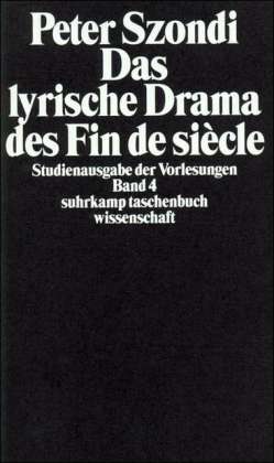 Cover for Peter Szondi · Suhrk.tb.wi.0090 Szondi.lyrische Drama (Book)