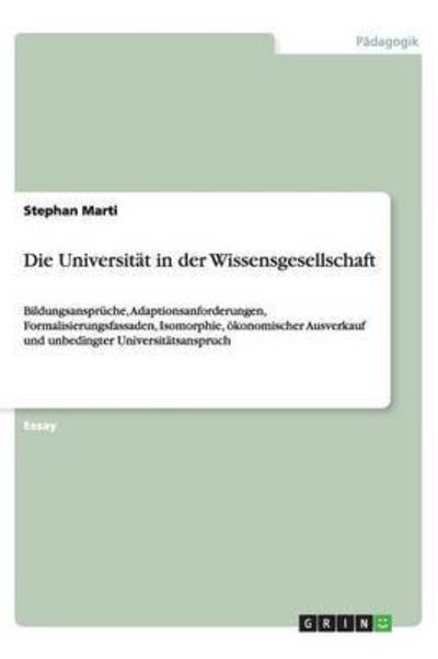 Cover for Marti · Die Universität in der Wissensges (Bok) (2013)