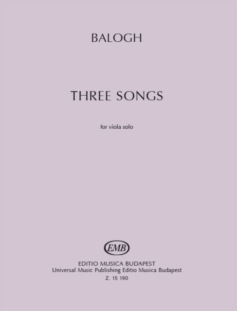 Cover for Mate Balogh · Three Songs for Solo Viola (Paperback Bog) (2022)