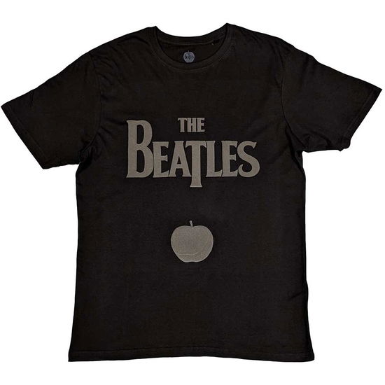 The Beatles Unisex T-Shirt: Drop T Logo & Apple (Black) (Hi-Build) - The Beatles - Merchandise -  - 5056561065908 - January 25, 2023