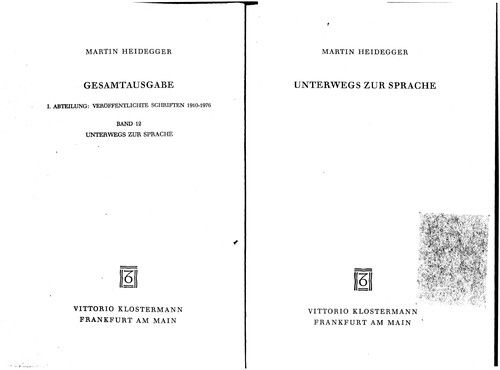 Cover for Martin Heidegger · Gesamtausgabe (Book) (1985)