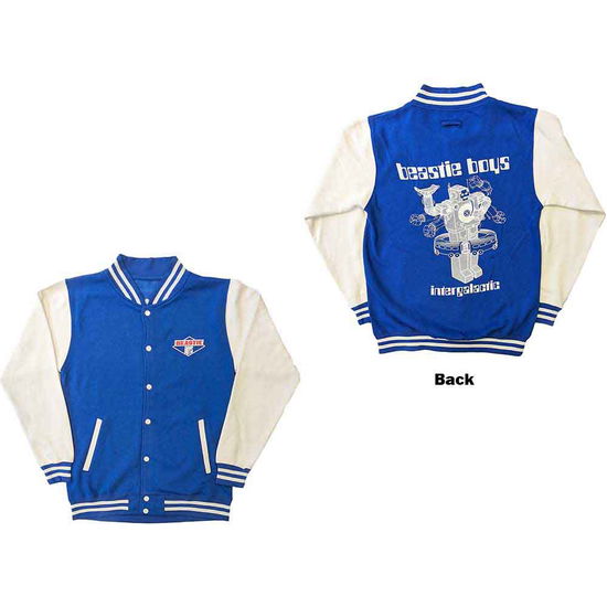 The Beastie Boys Unisex Varsity Jacket: Intergalactic (Blue & White) (Back Print) - Beastie Boys - The - Merchandise -  - 9950670245908 - 