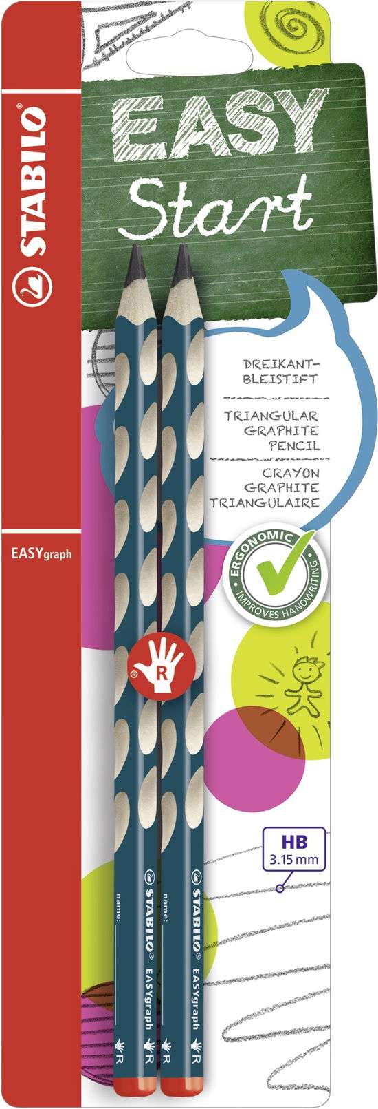 Cover for Stabilo · Stabilo - Stabilo Easygraph Hb Pencil Right Petrol Blister Of 2 (PS4)