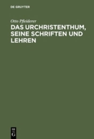 Cover for Otto Pfleiderer · Urchristenthum (Book) (1901)