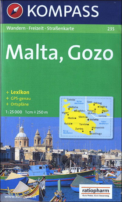 Cover for Mair-Dumont / Kompass · Kompass Wanderkarte: Malta, Gozo, Kompass Wanderkarte 235 1:50 000 (Hardcover Book) (2017)