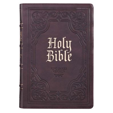 Cover for Antiqued Brown Faux Leather Giant Print Full-size King James Version Bible (Book) (2020)