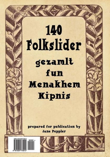 Cover for Menakhem Kipnis · 140 Folkslider (140 Folk Songs) (Pocketbok) (2014)