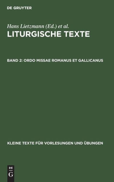 Cover for Hans Lietzmann · Ordo missae Romanus et Gallicanus : Aus (Book) (1923)