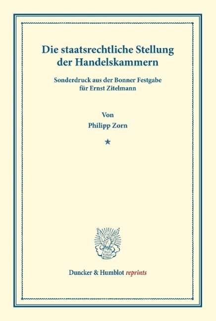 Cover for Zorn · Die staatsrechtliche Stellung der (Bog) (2014)