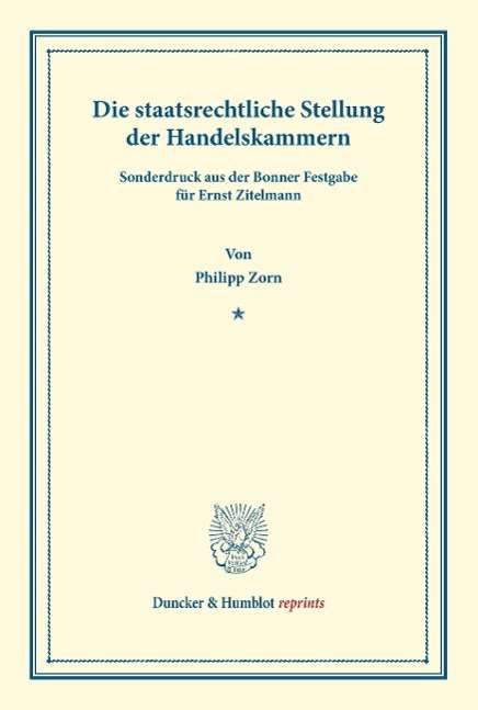 Cover for Zorn · Die staatsrechtliche Stellung der (Book) (2014)