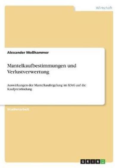 Cover for Moßhammer · Mantelkaufbestimmungen und Ve (Book)