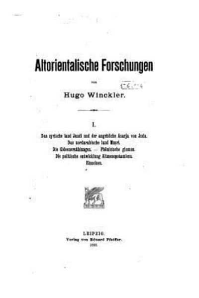 Cover for Hugo Winckler · Altorientalische Forschungen (Paperback Book) (2016)