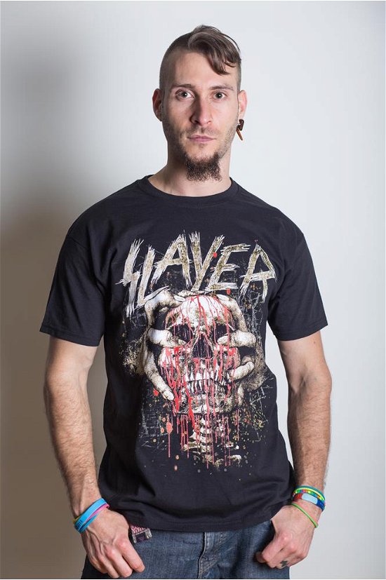 Slayer Unisex T-Shirt: Skull Clench - Slayer - Marchandise - Global - Apparel - 5055295348912 - 