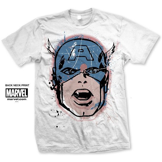 Marvel Comics Unisex T-Shirt: Captain America Big Head Distressed - Marvel Comics - Mercancía - Bravado - 5055979905912 - 