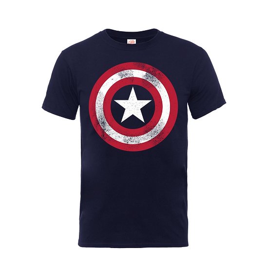 Cover for Marvel Comics · Captain America Distressed Shield (T-shirt) [size S] [Blue edition] (2017)