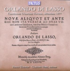 Cover for Di Lasso / Tognon / Verh · Cantiones Duarum Vocum (CD) (2011)
