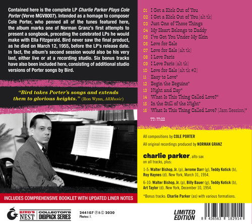 Plays Cole Porter (+6 Bonus Tracks) - Charlie Parker - Musiikki - BIRDS NEST - 8436563182914 - perjantai 7. elokuuta 2020