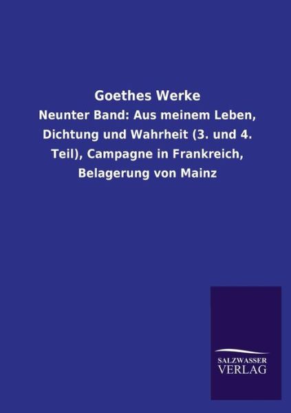 Cover for Salzwasser-verlag Gmbh · Goethes Werke (Taschenbuch) (2013)