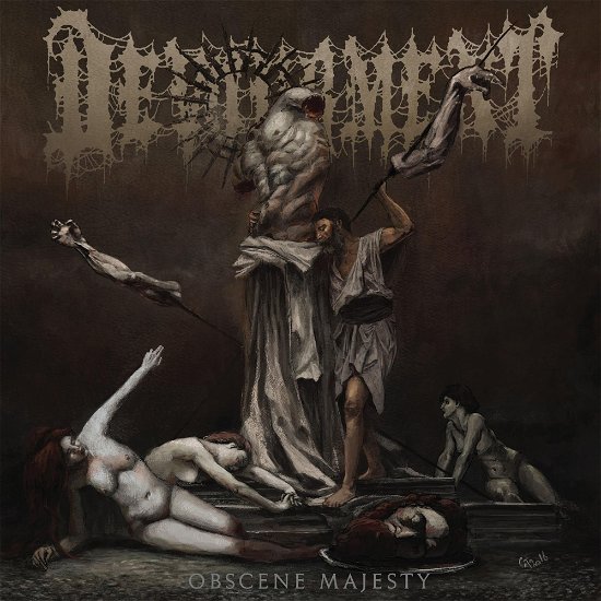 Cover for Devourment · Obscene Majesty (Gold, Brown and Bone White Tri-color W/red, Oxblood and Bone White Splatter Vinyl) (LP) (2023)
