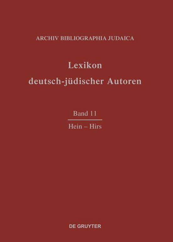 Cover for Archiv Bibliographia Judaica E.v. · Hein-Hirs (Book) [German edition] (2002)