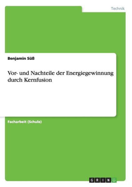 Vor- und Nachteile der Energiegewin - Süß - Books - Grin Verlag Gmbh - 9783656904915 - February 24, 2015