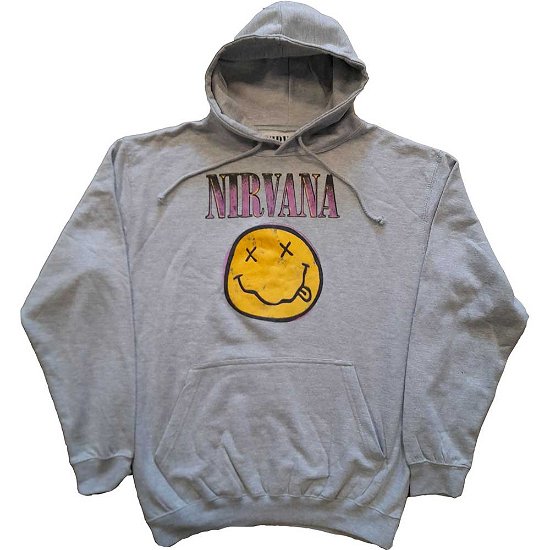 Nirvana Unisex Pullover Hoodie: Xerox Happy Face Pink - Nirvana - Mercancía -  - 5056561026916 - 