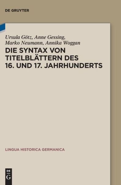 Cover for Götz · Die Syntax von Titelblättern des 1 (Book) (2017)