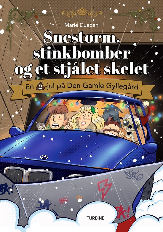 Cover for Marie Duedahl · Snestorm, stinkbomber og et stjålet skelet – en lortejul på Den Gamle Gyllegård (Hardcover bog) [1. udgave] (2023)