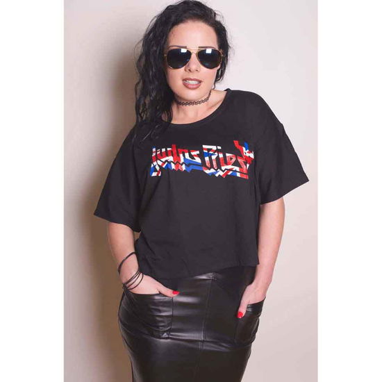 Judas Priest Ladies T-Shirt: Union (Boxy Style / Glitter Print) - Judas Priest - Koopwaar - Global - Apparel - 5055295398917 - 