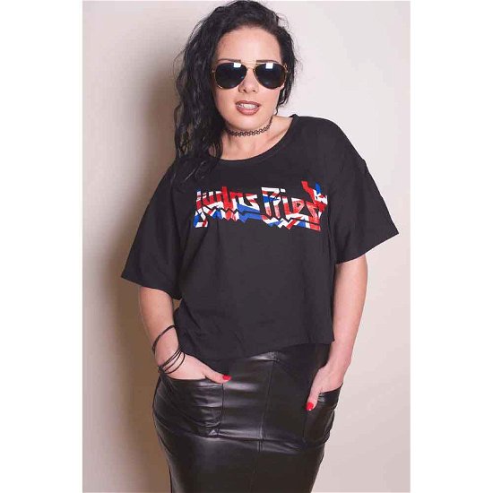 Judas Priest Ladies T-Shirt: Union (Boxy Style / Glitter Print) - Judas Priest - Mercancía - Global - Apparel - 5055295398917 - 