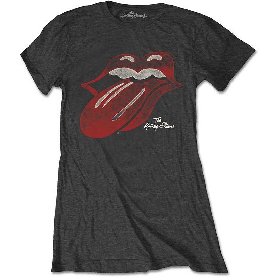 Cover for The Rolling Stones · The Rolling Stones Ladies T-Shirt: Vintage Tongue Logo (T-shirt) [size S] [Grey - Ladies edition]