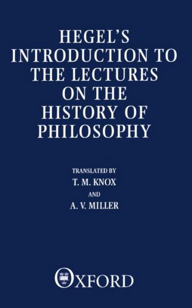 Cover for G. W. F. Hegel · Introduction to the Lectures on the History of Philosophy (Paperback Bog) (1987)