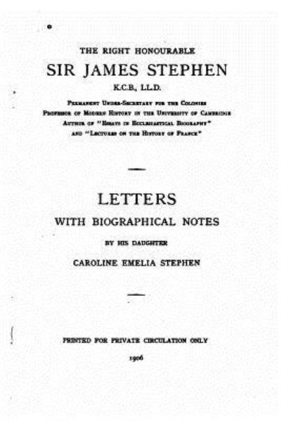 Cover for James Stephen · Letters (Paperback Book) (2016)