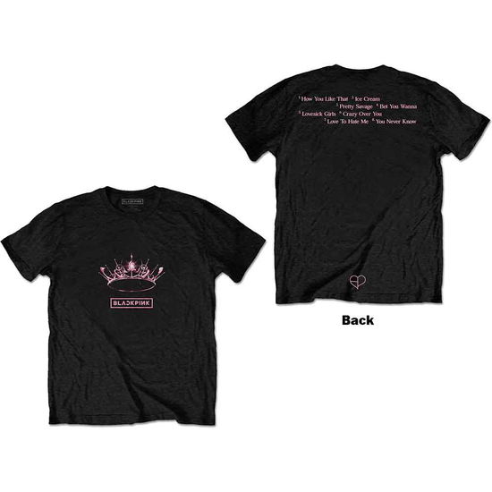 BlackPink Unisex T-Shirt: The Album - Crown (Back Print) - BlackPink - Mercancía -  - 5056368663918 - 