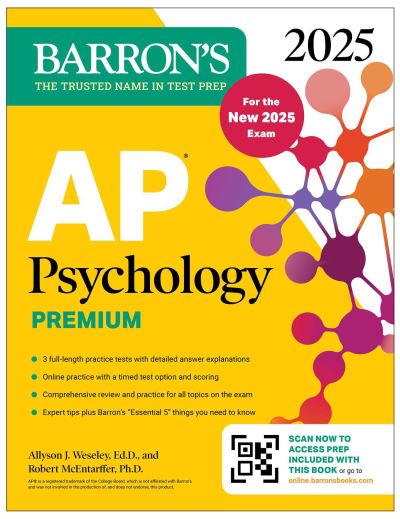 Cover for Barron's Educational Series · AP Psychology Premium, 2025: Prep Book for the New 2025 Exam with 3 Practice Tests + Comprehensive Review + Online Practice - Barron's AP Prep (Paperback Book) (2025)