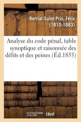 Cover for Berriat-Saint-Prix-F · Analyse Du Code Penal, Table Synoptique Et Raisonnee Des Delits Et Des Peines (Paperback Book) (2018)