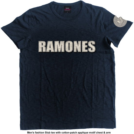 Ramones Unisex T-Shirt: Logo & Presidential Seal (Applique) - Ramones - Fanituote - Merch Traffic - 5055979980919 - 