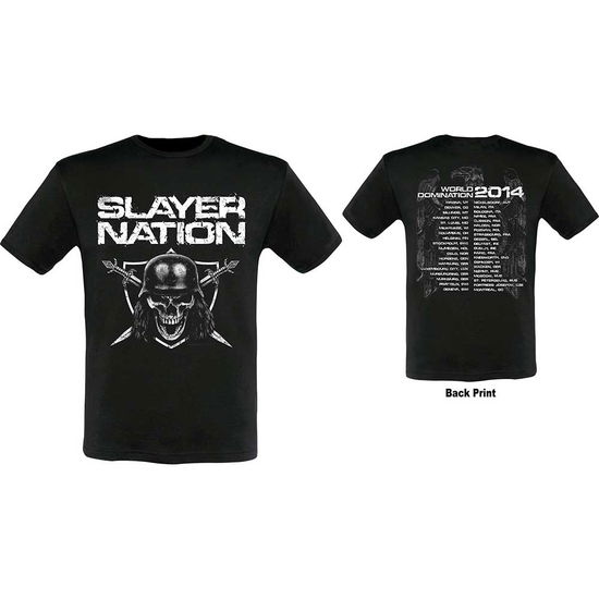 Slayer Unisex T-Shirt: Slayer Nation 2015 Dates (Ex-Tour & Back Print) - Slayer - Mercancía - Global - Apparel - 5056170652919 - 