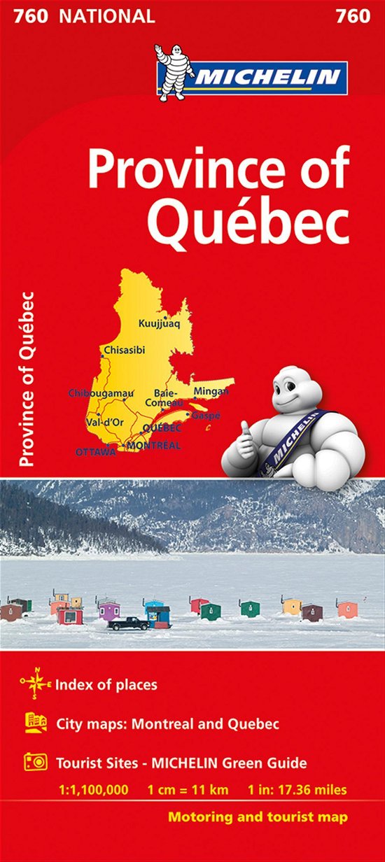Quebec - Michelin National Map 760: Map - Michelin - Livros - Michelin Editions des Voyages - 9782067211919 - 9 de janeiro de 2016