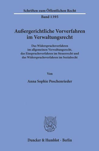 Cover for Poschenrieder · Außergerichtliche Vorverf (Bog) (2019)