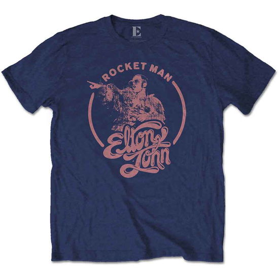 Cover for Elton John · Elton John Unisex T-Shirt: Rocketman Circle Point (T-shirt) [size S] [Blue - Unisex edition] (2019)