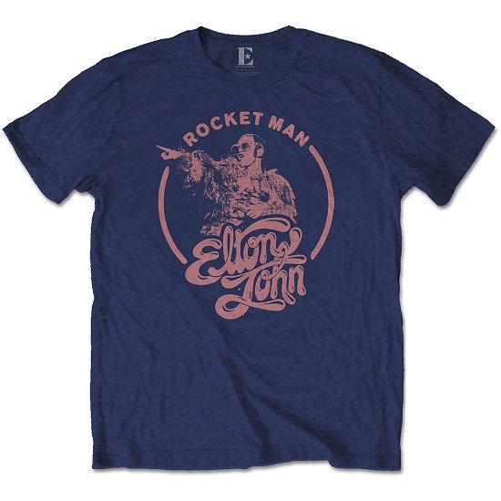 Cover for Elton John · Elton John Unisex T-Shirt: Rocketman Circle Point (T-shirt) [size S] [Blue - Unisex edition]