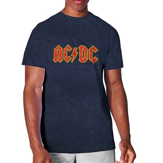 Cover for AC/DC · AC/DC Unisex T-Shirt: Logo (Wash Collection) (T-shirt) [size S] [Blue - Unisex edition]